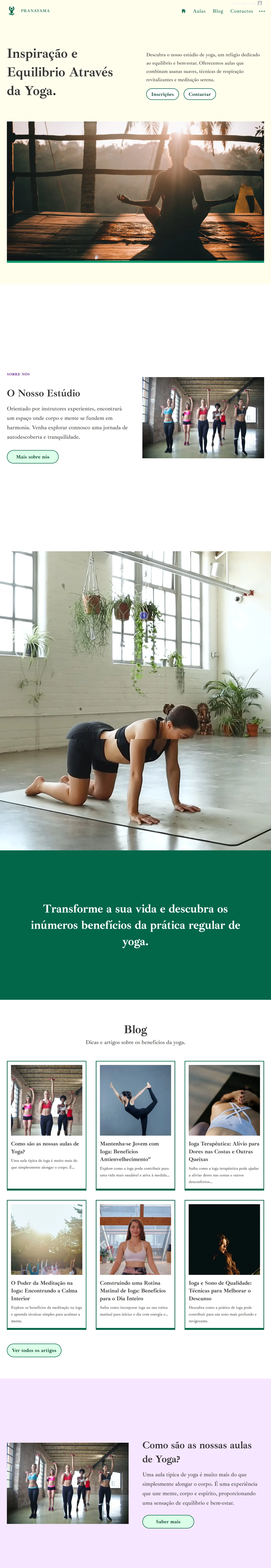 Pranayam estudio ioga website modelo template omeusitept